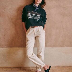 Sézane women’s 99% cotton Manu Straight-Leg Jeans Off-White EU 46 / US 14–16